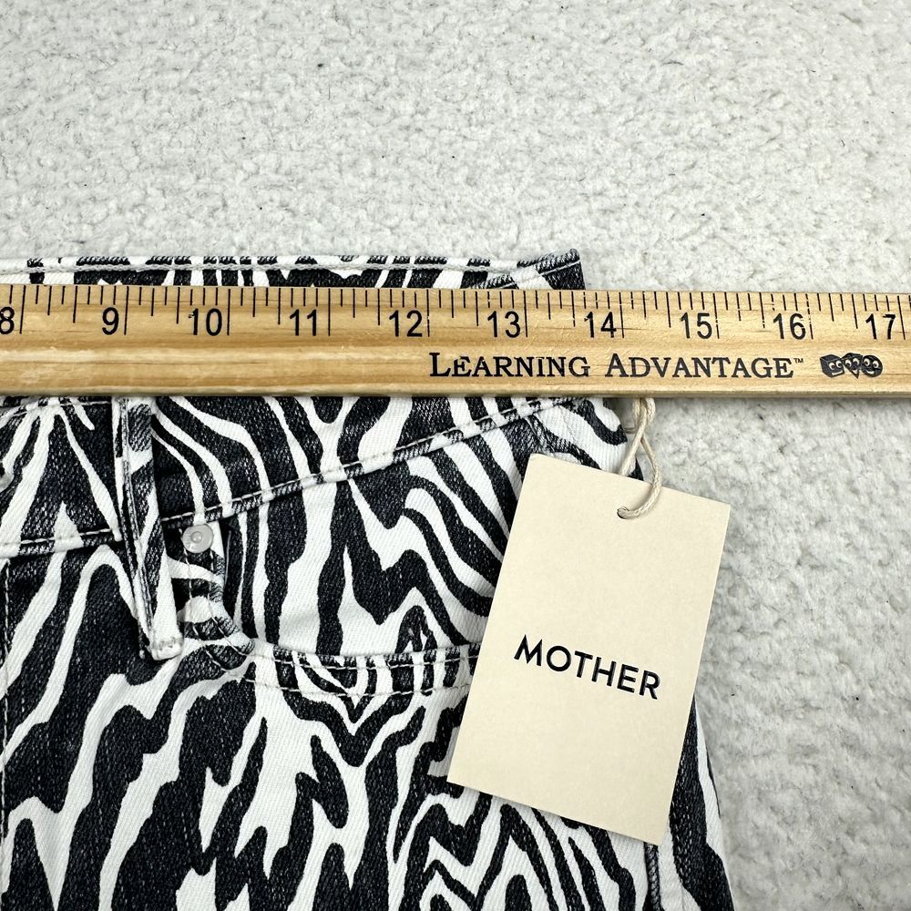 NWT Mother Rascal Ankle Fray Jeans Womens 28 Zebra Print Straight Leg High Waist - Picture 4 of 15